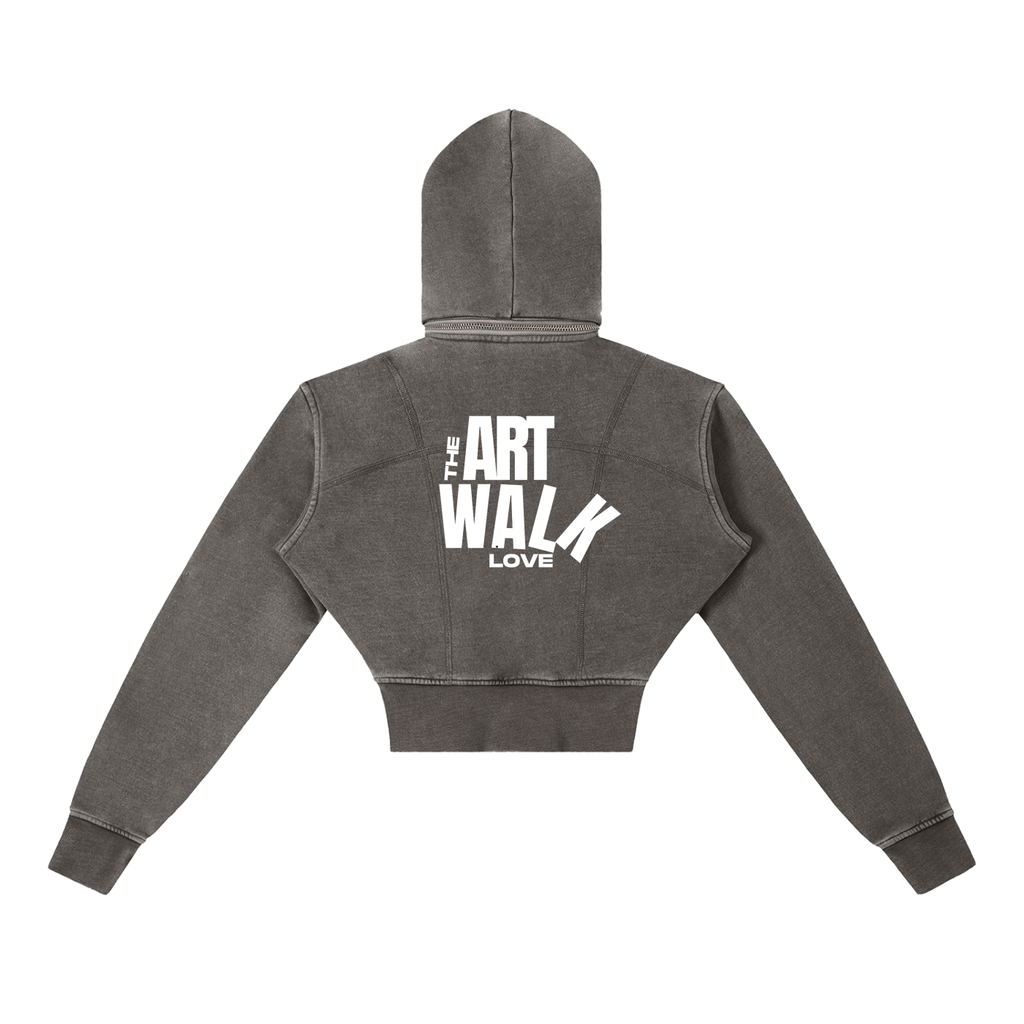 Vintage Washed Cropped Fleece Hoodie