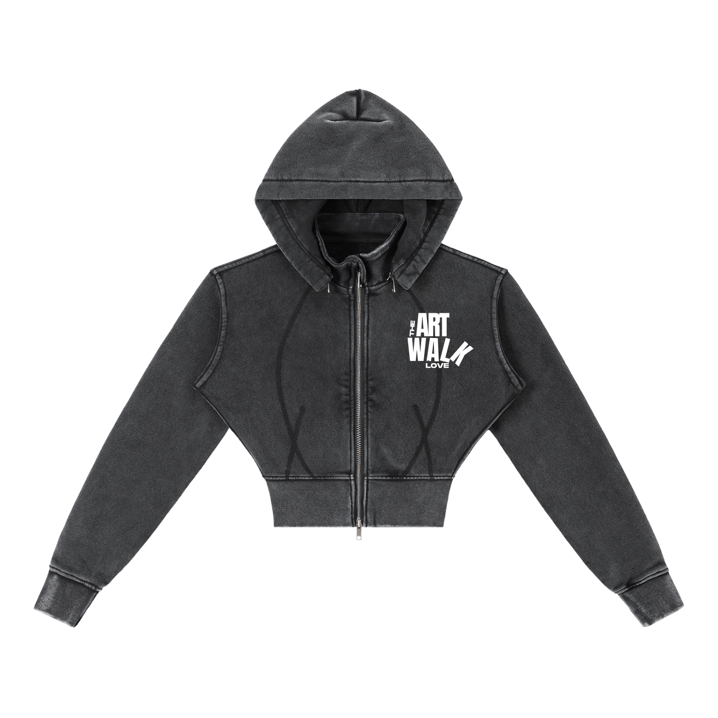 Vintage Washed Cropped Fleece Hoodie