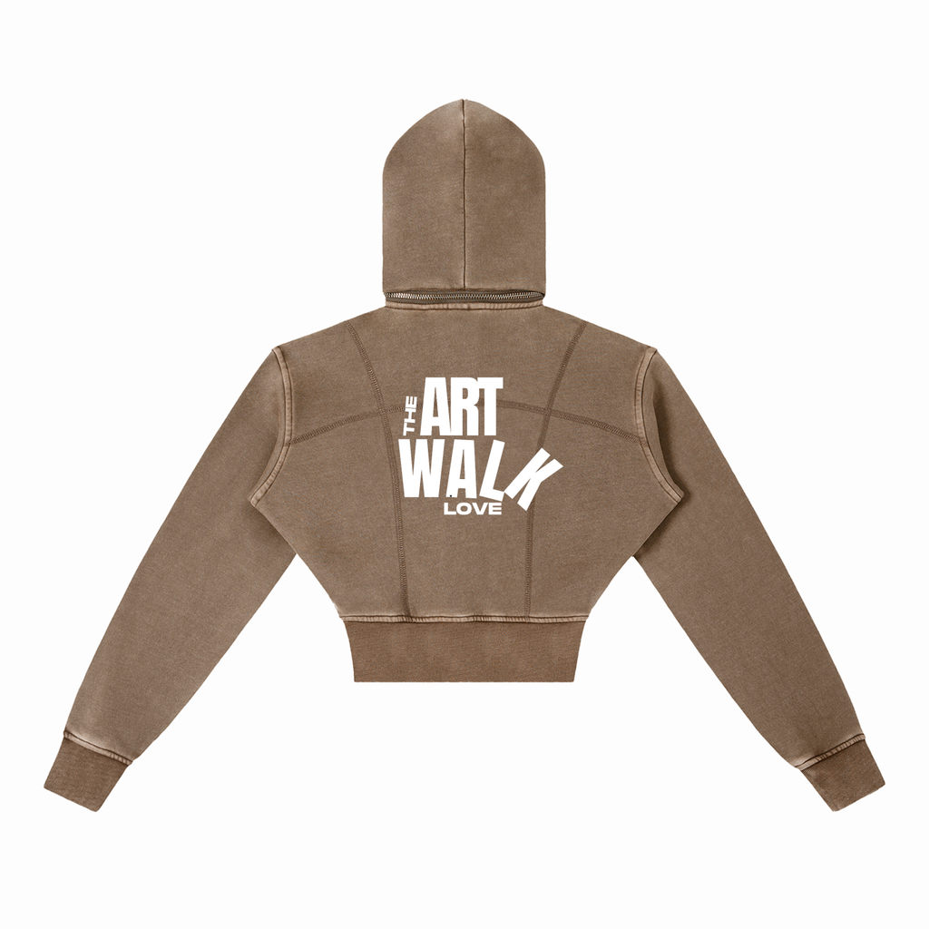 Vintage Washed Cropped Fleece Hoodie